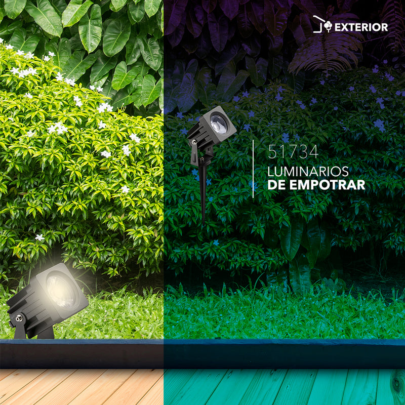Luminario LED de jardín incluye estaca y braquet 9W 35° 100-240V IP65, color de luz neutro cálido (3000K), acabado negro de Philco