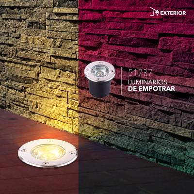 Luminario LED para empotrar en piso 9W 30° 100-240V IP65, color de luz neutro cálido (3000K) incluye housing de Philco