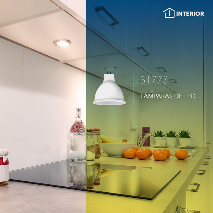 MR16 LED 6W GU5.3 38° 100-240V, opciones color de luz de Philco