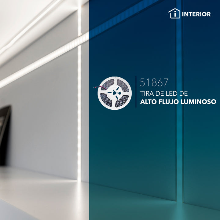 Tira LED 10W/m 12V rollo de 5 metros para interior, 120 LEDs por metro, color de luz neutro Cálido Neutro (3000K) / Neutrto (4100K) / Frío (6500K) de Philco