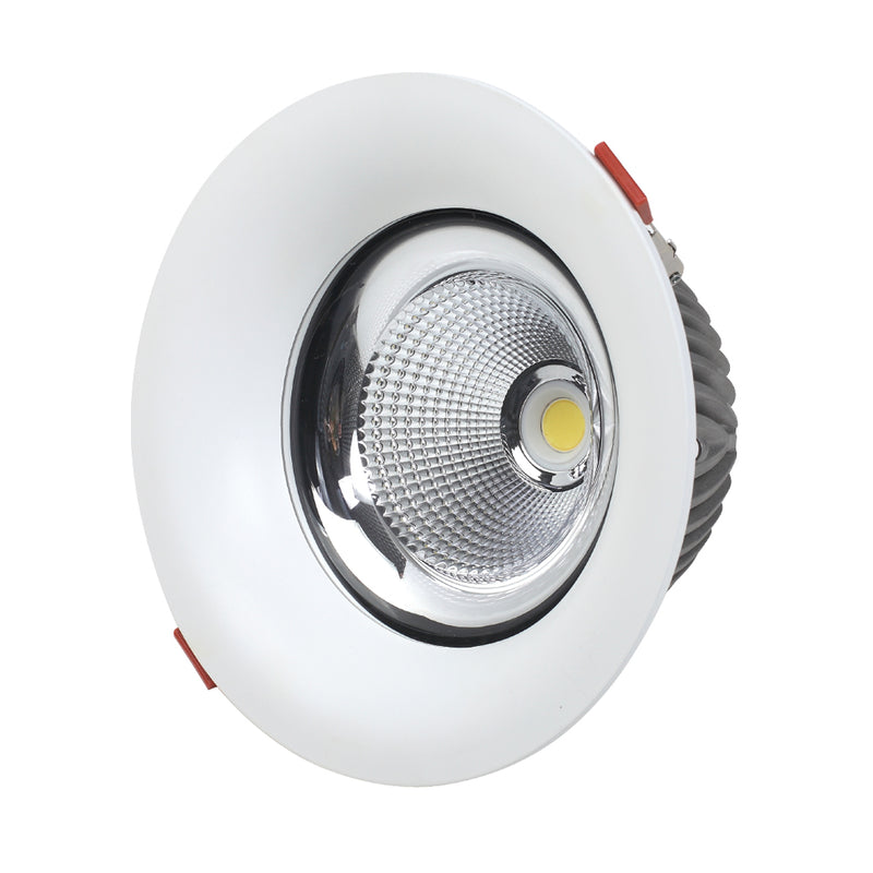 Downlight alta potencia LED 50W 60° (Ø23cm), opciones color de luz, acabado blanco cuerpo de aluminio con tapa de cristal de Philco