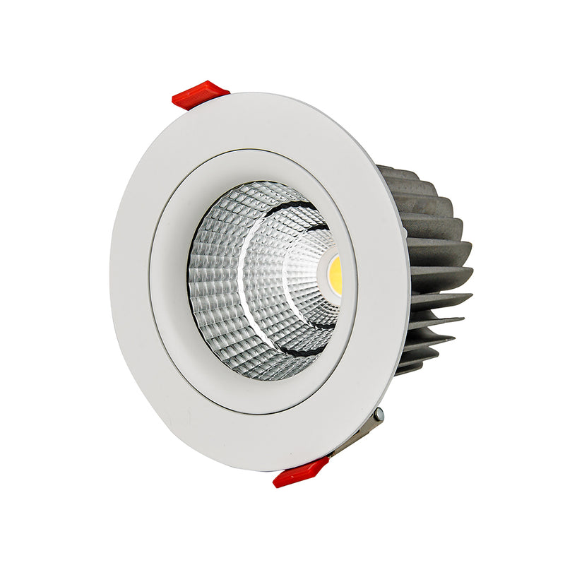 Downlight alta potencia LED dirigible 12W 60° (Ø9.7cm), opciones color de luz, acabado blanco cuerpo de aluminio con tapa de cristal de Philco