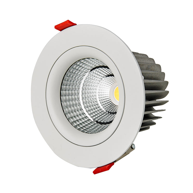 Downlight alta potencia LED dirigible 20W 60° (Ø13cm), opciones color de luz, acabado blanco cuerpo de aluminio con tapa de cristal de Philco