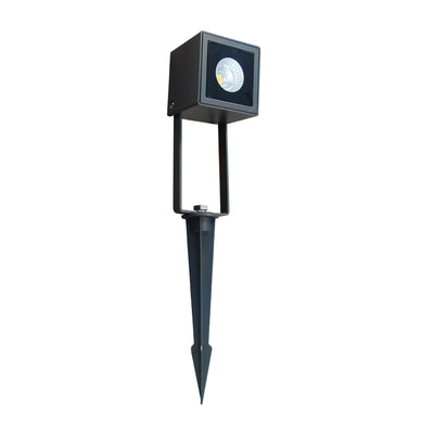 Luminario LED cuadrado con estaca y braquet incluidos para jardín 10W 38° 90-265V IP54, color de luz neutro cálido (3000K) acabado negro de Philco