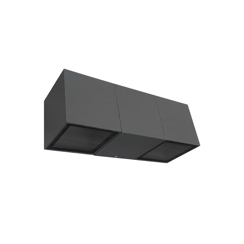 Luminario arbotante LED de exterior rectangular 12W 90° 90-265V IP54, color de luz neutro cálido (3000K) luz directa e indirecta acabado negro de Philco