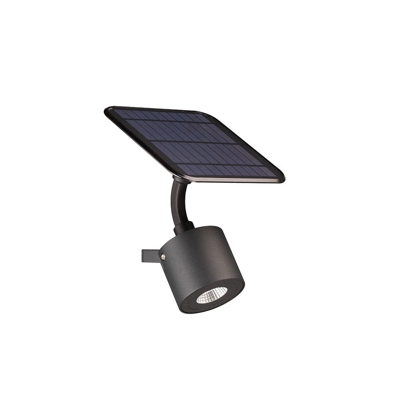 Luminario arbotante solar LED dirigible 2W 60°, color de luz nuetro cálido (3500K) acabado negro, con 8 horas de uso continuo de Philco