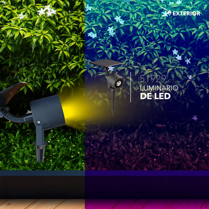 Luminario solar LED para jardín con estaca 2W, color de luz nuetro cálido (3500K) acabado negro de Philco