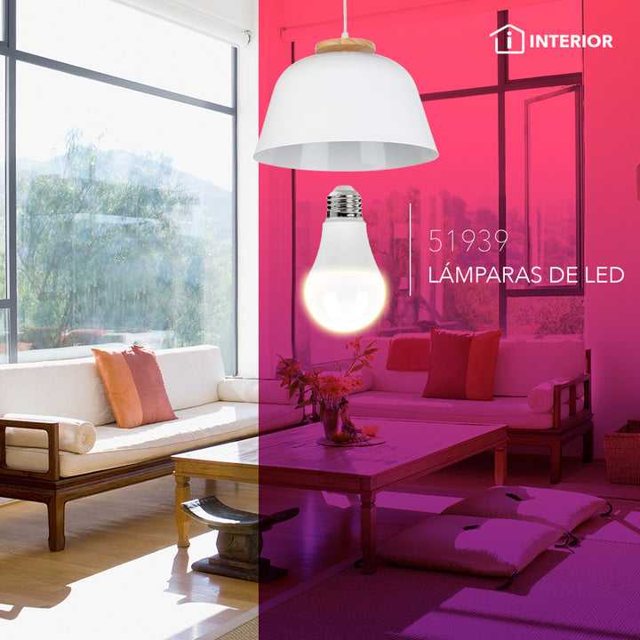 Foco LED A19 10W E26 100-240V, opciones color de luz neutro cálido (3000K) o frío (6500K) de Philco