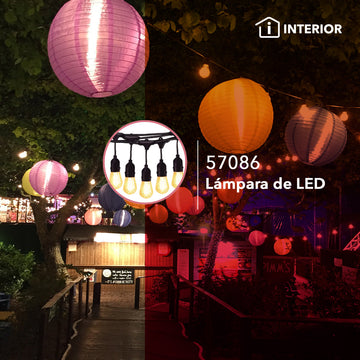 Guirnalda 5m para exteriores con 5 sockets incluye bulbos LED vintage, interconectable de Philco