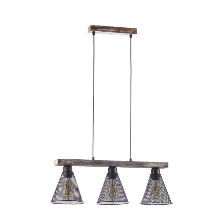 Luminario decorativo  cono para interior con cuerpo de metal y base de madera 3 bases E26 de Philco