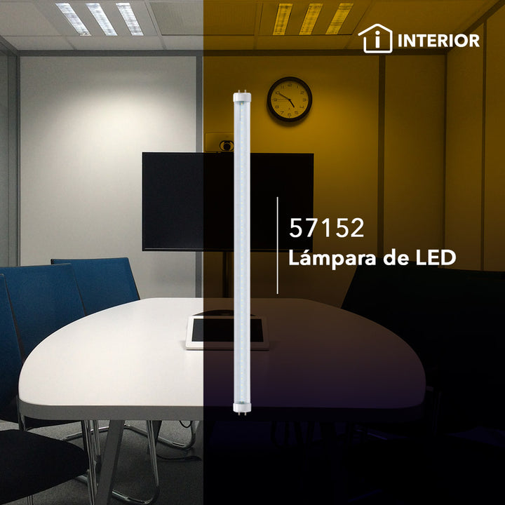 Tubo T8 LED 60cm 9W G13 110- 240V, color de luz frío (6500K) acabado vidrio transparente con conexión en ambos lados de Philco