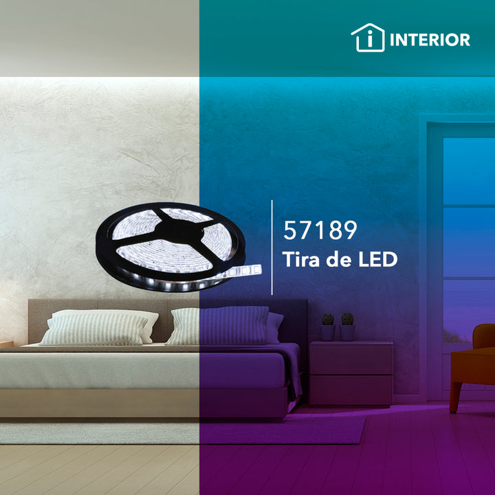Tira LED 5050 8W/m 100-240V IP65, rollo de 5 metros, 60 LEDs por metro, color de luz neutro cálido (3000K) o frío (6500K), incluye driver de Philco