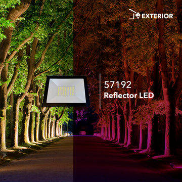 Reflector exterior LED 100W 120° 100-240V IP65, color de luz frío (6500K) con cuerpo de aluminio acabado negro de Philco