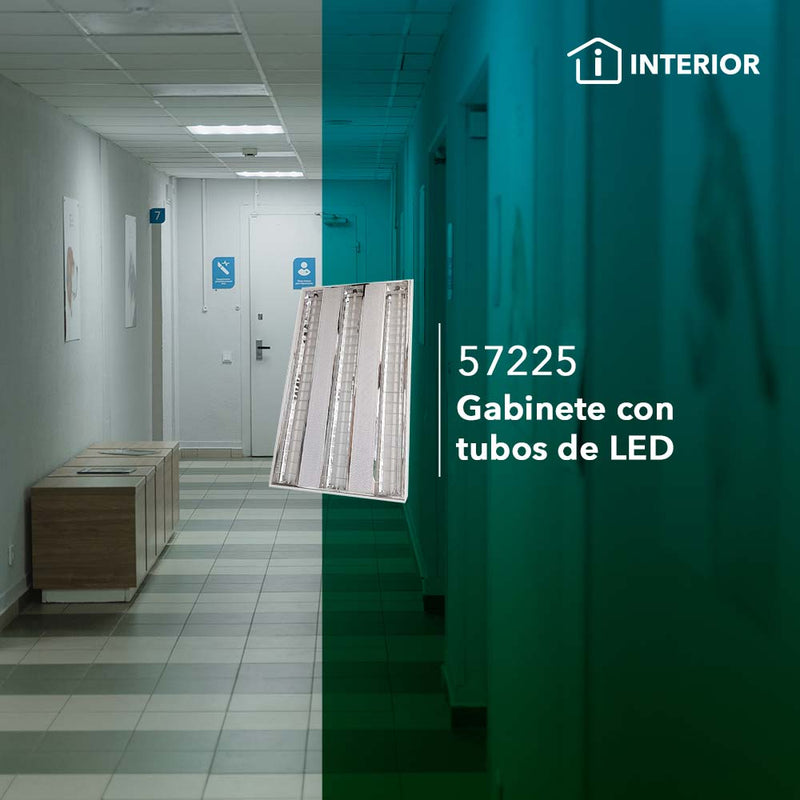 Panel LED 119.8 x 59.8cm incluye 3 tubos T8 de 20w, color de luz frío (6500K) cuerpo de aluminio acabado blanco de Philco