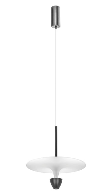 Luminario Cisne suspender luz directa - indirecta Ø34cm acabado negro con difusor blanco 12W luz cálida de iLumileds