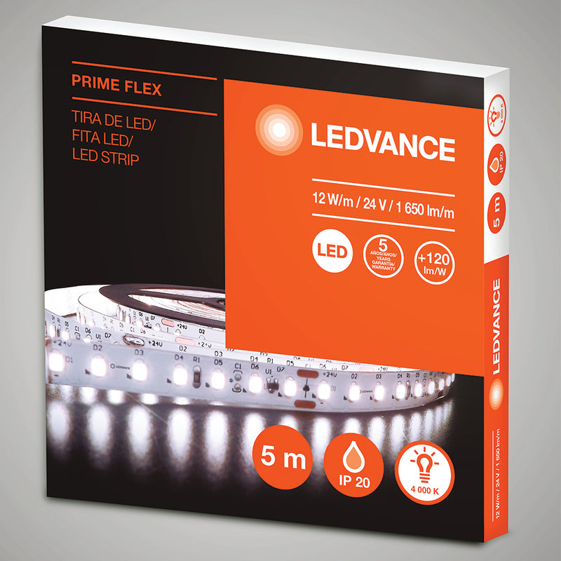Tira LED PRIME FLEX 12W/m 24V para interiores 5m marca Ledvance