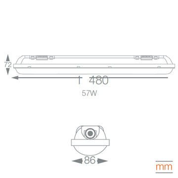 Luminario Damp Proof LED (Hermético) 58W IP65 100-277V 150cm opción color luz 4000K y 6500K de Ledvance