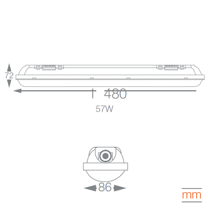 Luminario Damp Proof LED (Hermético) 58W IP65 100-277V 150cm opción color luz 4000K y 6500K de Ledvance
