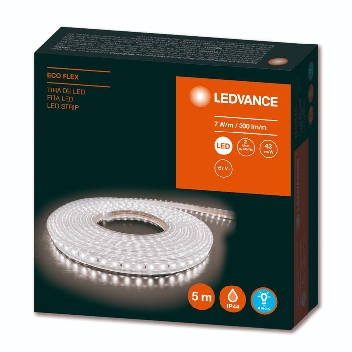Tira Led Ecoflex para exteriores 5m 7w/m IP44 120v opción colores de luz marca Ledvance
