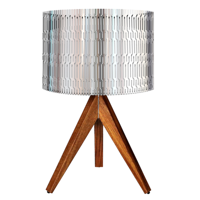 Lámpara de mesa fabricada en acrílico troquelado (opción colores) y madera semipreciosa ACME35 de Kookay