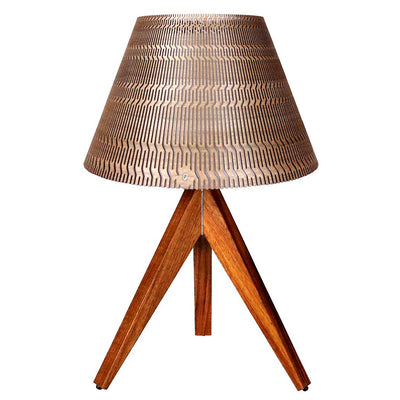 Lámpara de mesa fabricada en acrílico troquelado con pantalla cónica (opción colores) y madera semipreciosa ACMECON35 de Kookay