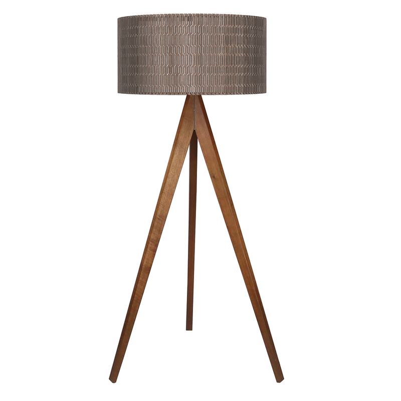 Lámpara de piso fabricada en acrílico troquelado (opción colores) y madera semipreciosa ACPI56 de Kookay