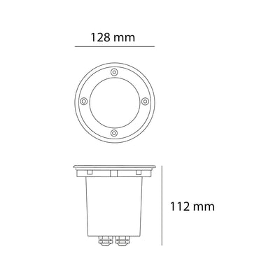 Luminario circular ABA para empotrar en piso base ajustable hasta 30° con tapa en acero inoxidable para lámpra MR16 GU10 (housing incluido) de Auro