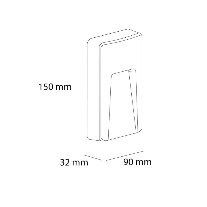 Luminario rectangular de cortesía KUI 3w color de luz neutro cálido acabado gris, incluye  tapas en blanco y negro para cambio de color de Auro