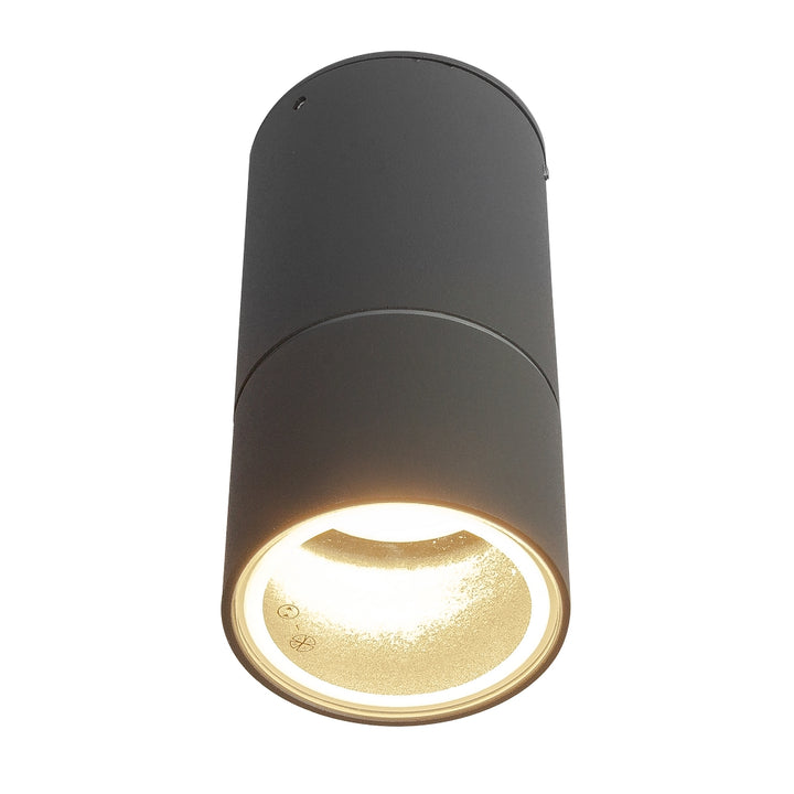 Luminario cilíndrico para sobrener en exterior MILO para lámpara MR16 GU10 acabado gris urbano de AURO Lighting