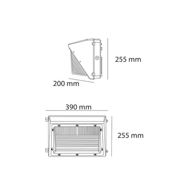 Wallpack 100w 1100lm 5000K fabricado en aluminio de Auro