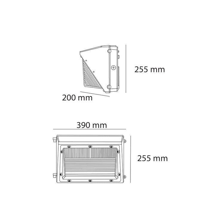 Wallpack 60w 6600lm 5000K fabricado en aluminio de Auro