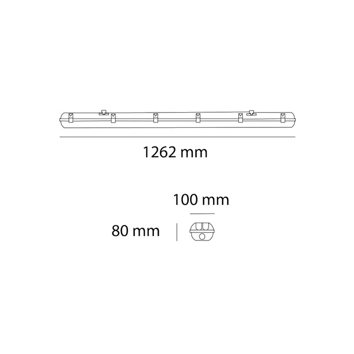 Luminario estanca ALFIO 1.20cm para 2 tubos T8 LED (no incluidos) de Auro