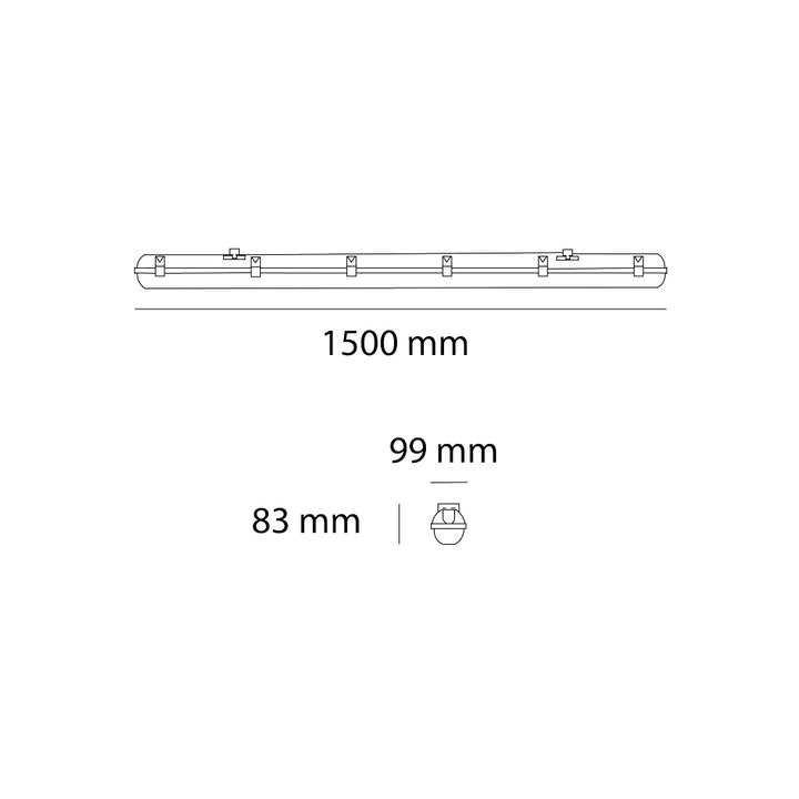 Luminario estanca ROGUE 1.50m 57w 5400lm color de luz neutro (4000K) de Auro