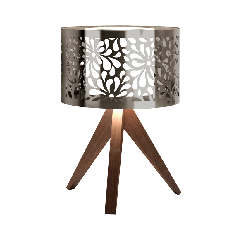 Lámpara de mesa acero inoxidable y madera semipreciosa AIME35 de Kookay