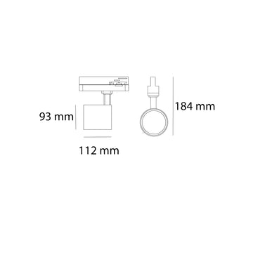 Proyector TUB MICRO potencia seleccinable 24 / 26 / 28 / 30W CRI>90 24° acabado blanco o negro para riel de tres fases opción color de luz neutro cálido de AURO Lighting