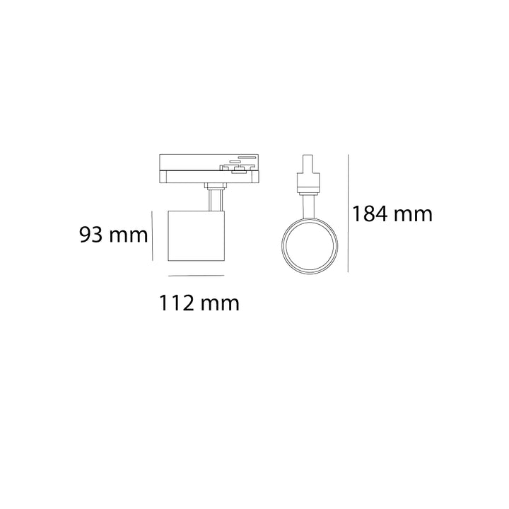 Proyector TUB MICRO potencia seleccinable 24 / 26 / 28 / 30W CRI>90 24° acabado blanco o negro para riel de tres fases opción color de luz neutro cálido de AURO Lighting