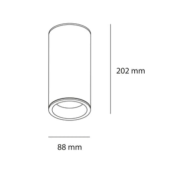 Downlight cilíndrico de sobreponer ZOE 12W 24° 3000K CRI>90 opción de acabado blanco o negro de AURO Lighting