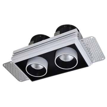 Downlight doble trimless UNAX 24W 35° luz cálida dirigible con reflector extraíble base cuadrada para empotrar de Auro