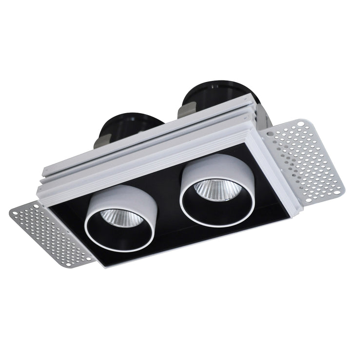 Downlight doble trimless UNAX 24W 35° luz cálida dirigible con reflector extraíble base cuadrada para empotrar de Auro