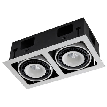 Downlight CIRA 36W 24° CRI>90 rectangular doble cabeza orientable acabado blanco o negro color de luz neutro cálido de Auro
