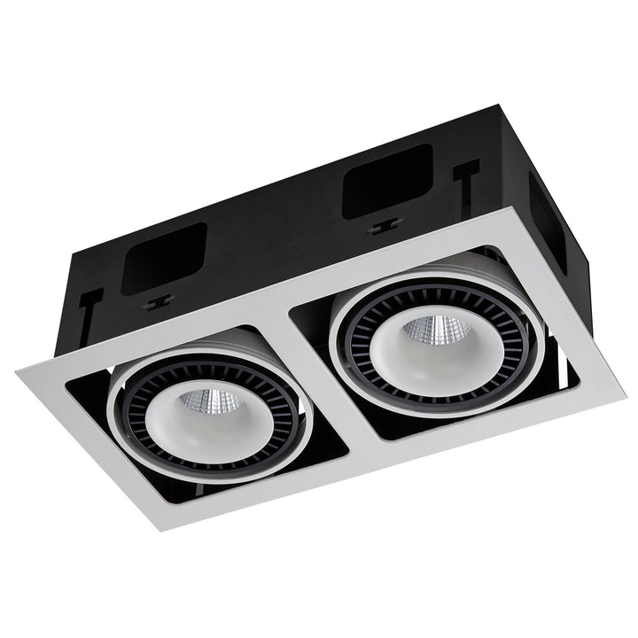 Downlight CIRA 36W 24° CRI>90 rectangular doble cabeza orientable acabado blanco o negro color de luz neutro cálido de Auro