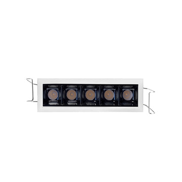 Downlight de bajo deslumbramiento OBA cinco ópticas marco blanco opción color reflector blanco o negro 10w luz neutra cálida CRI>90 de AURO Lighting