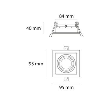 Downlight cuadrado remetido 9.5x9.5cm fabricado en aluminio modelo AMLA114B de AURO LIGHTING