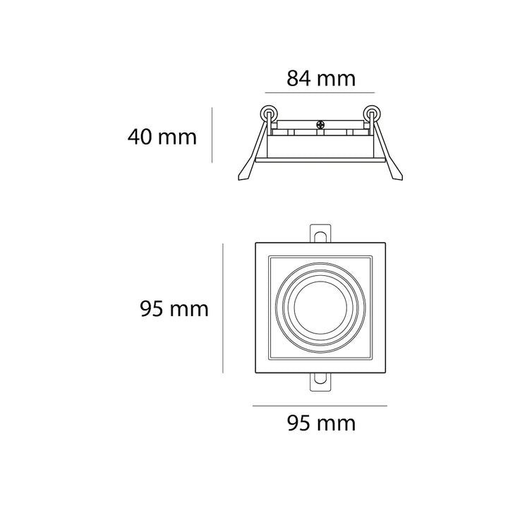 Downlight cuadrado remetido 9.5x9.5cm fabricado en aluminio modelo AMLA114B de AURO LIGHTING