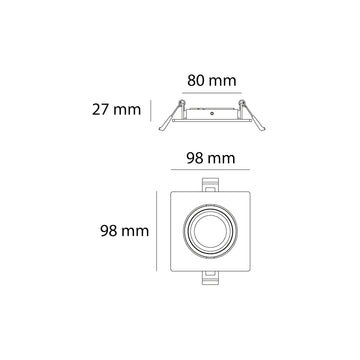 Downlight cuadrado acabado blanco 9.8x9.8cm fabricado en aluminio modelo AMLA139B de AURO LIGHTING