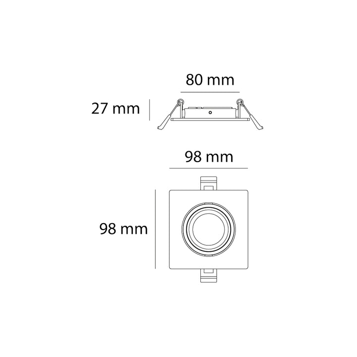 Downlight cuadrado acabado blanco 9.8x9.8cm fabricado en aluminio modelo AMLA139B de AURO LIGHTING