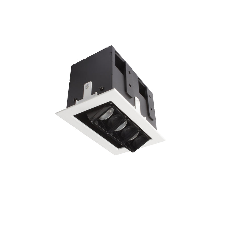 Downlight ajustable de bajo deslumbramiento GUIDO tres ópticas marco blanco con reflector negro 6w luz neutra cálida CRI>90 opción ángulos de salida de AURO Lighting