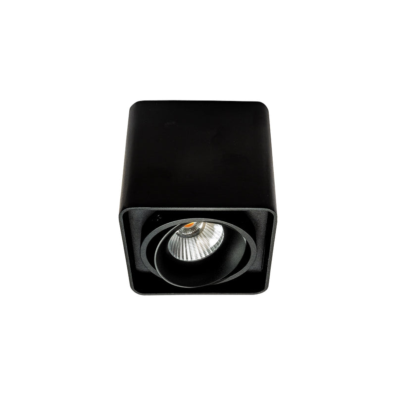 Downlight cúbico drigible de sobreponer YERAY 10W 35° CRI>90 opción acabados blanco o negro y color de luz neutro cálido o neutro de AURO Lighting