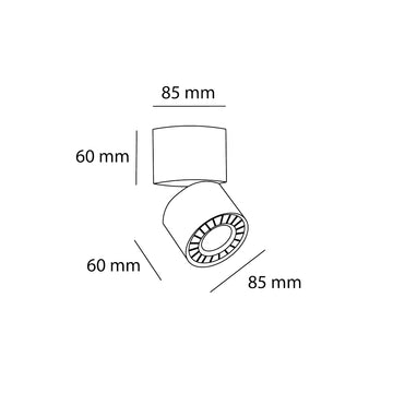 Proyector circular direccionable OTO 12W 24° CRI>90 opción de acabado blanco o negro para sobreponer opciones color de luz neutro cálido y neutro de AURO Lighting