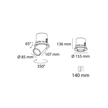 Downlight UNAX 25W 24° luz cálida dirigible con reflector base circular para empotrar opciones ángulos de salida de Auro